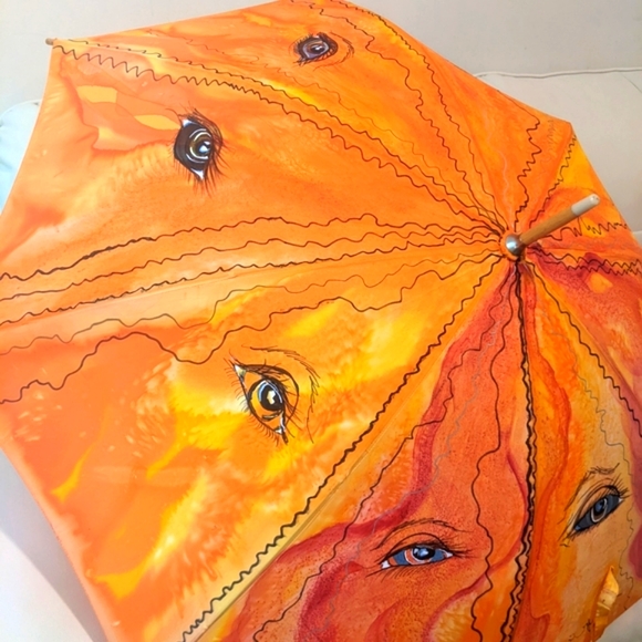 Handpainted signed Silk Parasol Umbrella One of a kind "EYES" - Picture 16 of 16